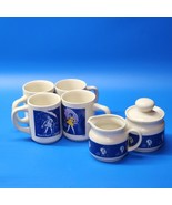 Vintage MORTON SALT 1914-1968 Coffee Cups + Creamer Sugar - MATCHED 7-Pi... - $30.78