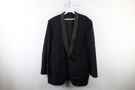 Vintage 60s After Six Mens 44R Distressed Prom Tuxedo Suit Coat Jacket Black USA - £69.62 GBP