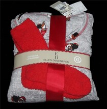 3-PC Ellen Degeneres Beagle Dogs Santa Hats L/S Top Pants Socks Wm&#39;s Paj... - $36.99