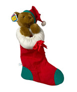 Vintage Good Stuff Nylon 3D Christmas Stocking with Plush Bear New w/ Ta... - $49.49