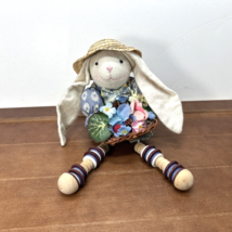 Easter Plush Bunny Rabbit Garden Flower Basket Wood Leg Shelf Sitter Art... - $19.95