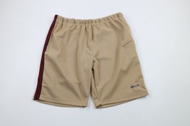 Vintage 90s DKNY Mens XL Spell Out Striped Above Knee Knit Shorts Tan Brown USA - £43.48 GBP