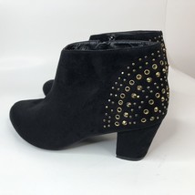 Lane Bryant Womens Gold Studded Ankle Boots Size 10W Black Suede 922080 - $19.68