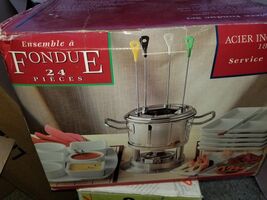 Luxury 24Pcs Stainless Steel Chocolate Melting Pot Cheese Fondue Set - $143.55