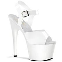 SALE PLEASER ADORE-708N Womens White 7&quot; Heel Platform Ankle Strap Sandal... - €34,17 EUR