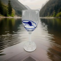 Block Manet Blue Drop Swirl Line Wine Water Goblet ONE Glass - $129.55 MXN