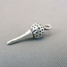Vintage Sterling Silver 3D Golf Ball &amp; Tee Golfing Pendant Charm Usa Made - £5.49 GBP