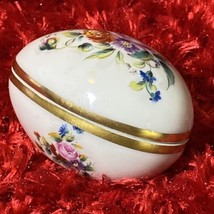 VTG Limoges Porcelain Hand Painted Egg Shape Trinket Castel France Sign MJ. READ - £22.41 GBP