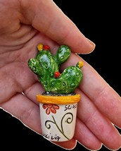 prickly pear in pot (fride magnet) -  handmade. - $20.00