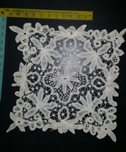 Vintage Handmade Square Thread Crochet Lacy Doily 15 inch - £9.40 GBP