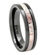 Deer Antler Ring 6mm Black Ceramic Wedding Band Comfort Fit 7-12 for Men... - £61.76 GBP