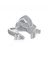 Sparkling Elegance: New Arrival Stylish S925 Silver Bow Tie Ring with Re... - $35.00