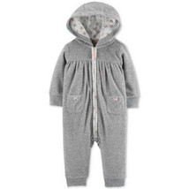 Carter&#39;s Baby Girls Hooded Faux-Fur-Trim Fleece Coverall - £10.59 GBP