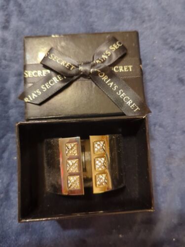 Victoria's Secret Scandalous Rhinestone/Gold Tone Wide Hinged Cuff Bracelet