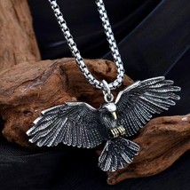 Mens American Eagle Pendant Punk Rock Biker Necklace Stainless Steel Cha... - $12.86