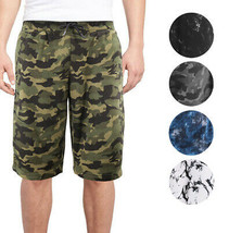 Men&#39;s Camo Pattern Casual Drawstring Cotton Blend Soft Fleece Athletic Shorts - £12.54 GBP