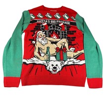 Merry Christmas Sweater Mens Medium Santas Big Package Holiday Ugly Funny - $733.58 MXN