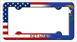Nevada|American Flag Novelty Metal License Plate Frame LPF-467 - £14.93 GBP