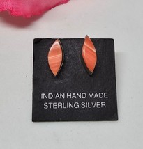 Genuine Indian Handmade from Sterling Silver Post Earrings Apricot Agate Stone - £15.11 GBP