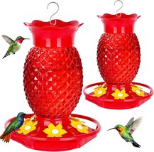 2-Pack Red Glass Hummingbird Feeders - 16 oz Pineapple Design for Gardens - $37.57