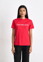 Calvin Klein Sz L Regular Tee shirt Pullover Stretch Top Pink Candy Apple - $14.81