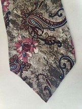Vintage Silk Tie Claybrook Taupe and Burgundy   T138 - $13.86