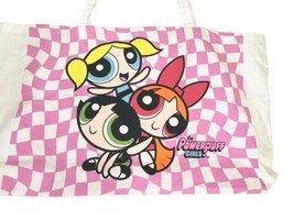 XL The Powerpuff Girls Canvas Tote Bag Cartoon Network 27x16.5&quot; Cotton - £29.86 GBP