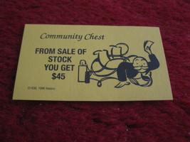 2004 Monopoly Board Game Piece: Sale of Stock Community Chest Card - £0.78 GBP