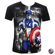 Nwt Captain America Shield Superhero Avengers Exchange V Neck T-SHIRT S M L Xl - £10.44 GBP