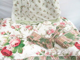 Waverly Spring Romance Floral Pink Green Gingham 4-PC Queen Comforter Set RARE - £175.85 GBP