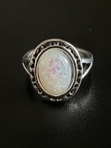Opal Stone S925 Silver Woman Ring Size 6.75 - £11.87 GBP