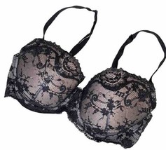 Victoria&#39; S Segreto 34DD Dream Angeli Pizzo Foderato Demi Reggiseno Nudo Nero - £11.13 GBP