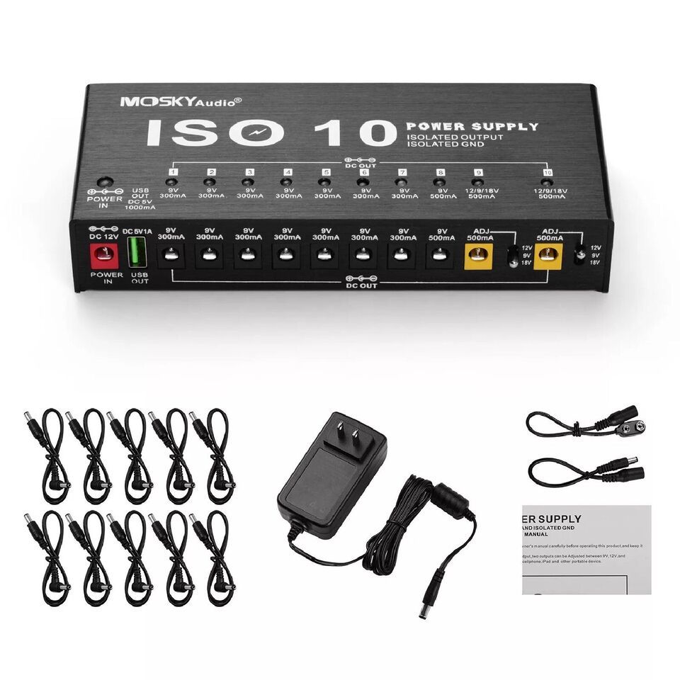 Mosky ISO 10 Isolated Output Guitar Bass Effect Pedal Power Supply 9V 12... - $57.10