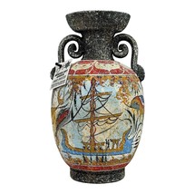 Ancient Greek Minoan Amphora Ceramic Pottery Vase with Fresco Dolphins &amp;... - £58.46 GBP