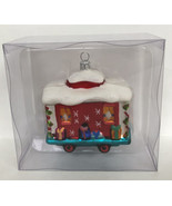NEW Crate and Barrel 2002 Colorful RED TRAIN CAR Blown Glass Christmas O... - £14.41 GBP