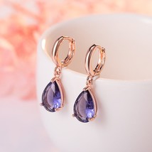 DIWENFU 18K Gold Color Amethyst Jewelry Drop Earring for Women Aros Mujer Oreja  - £17.66 GBP