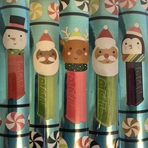 1 Roll Pez Dispenser Teal Foil Christmas Gift Wrapping Paper 25 sq ft - £18.19 GBP