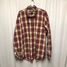 Cabelas Shirt Mens Size XL Tall Red Plaid Cotton Button Down Long Sleeve... - $18.61