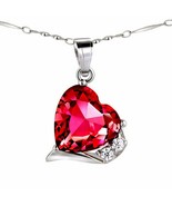 6.10 Ct 14CT White Gold Silver Heart Cut Red Ruby Solitaire Pendant w/ 1... - £87.00 GBP