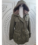 MICHAEL KORS Women&#39;s Small Green Faux Fur Hood Quilt Lined Utility Jacket - $31.50