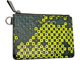 Michael Kors Black/Neon Yellow Checkerboard Coin Wallet / Card Holder - $12.83