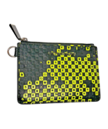 Michael Kors Black/Neon Yellow Checkerboard Coin Wallet / Card Holder - $12.83