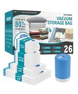 Travel Vacuum Bags for Luggage with Rechargeable Air Pump, 26 Pack Carry... - $46.59