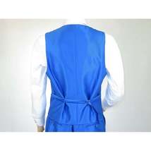 Mens Tuxedo Formal Suit ROYAL DIAMOND Slim Fit 3Pc Vested shiny Satin SL83 Blue image 7