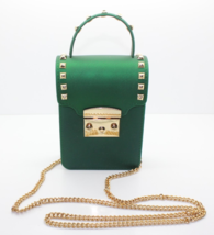 Crossbody Green Jelly Bag With Removable Gold Chain And Stud Accents - €14,55 EUR