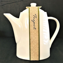 Modern Gourmet Foods Slim Teapot &amp; Lid White Stoneware 4 Cup 8&quot;H 8&quot;W New Other - £9.34 GBP