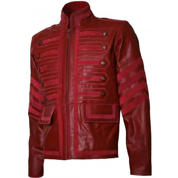 New Handmade Men Military Style Biker Maroon Leather Jacket - Ogre Limited Editi