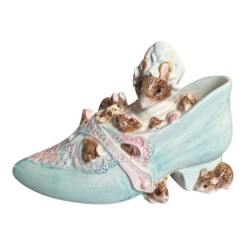 Beatrix Potter Music Box Little Old Woman Mice Shoe FWarne Vintage 1992 - $51.38