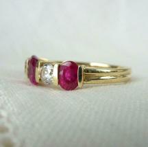 1.50Ct Oval Cut Red Ruby &amp; Diamond Anniversary Band Ring 14K Yellow Gold Over - £78.35 GBP