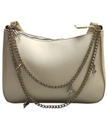 Womens Shoulder Bag White Leather Butterfly Chain Zip Closure Travel Han... - $29.08
